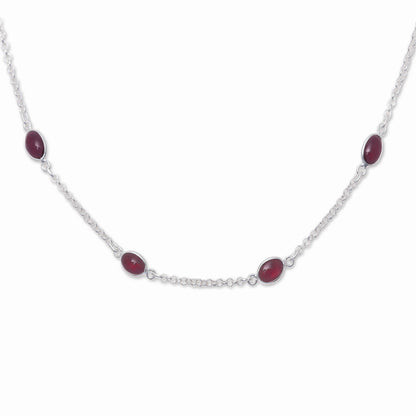 Drifting Blooms Garnet and Sterling Silver Drifting Blooms Station Necklace