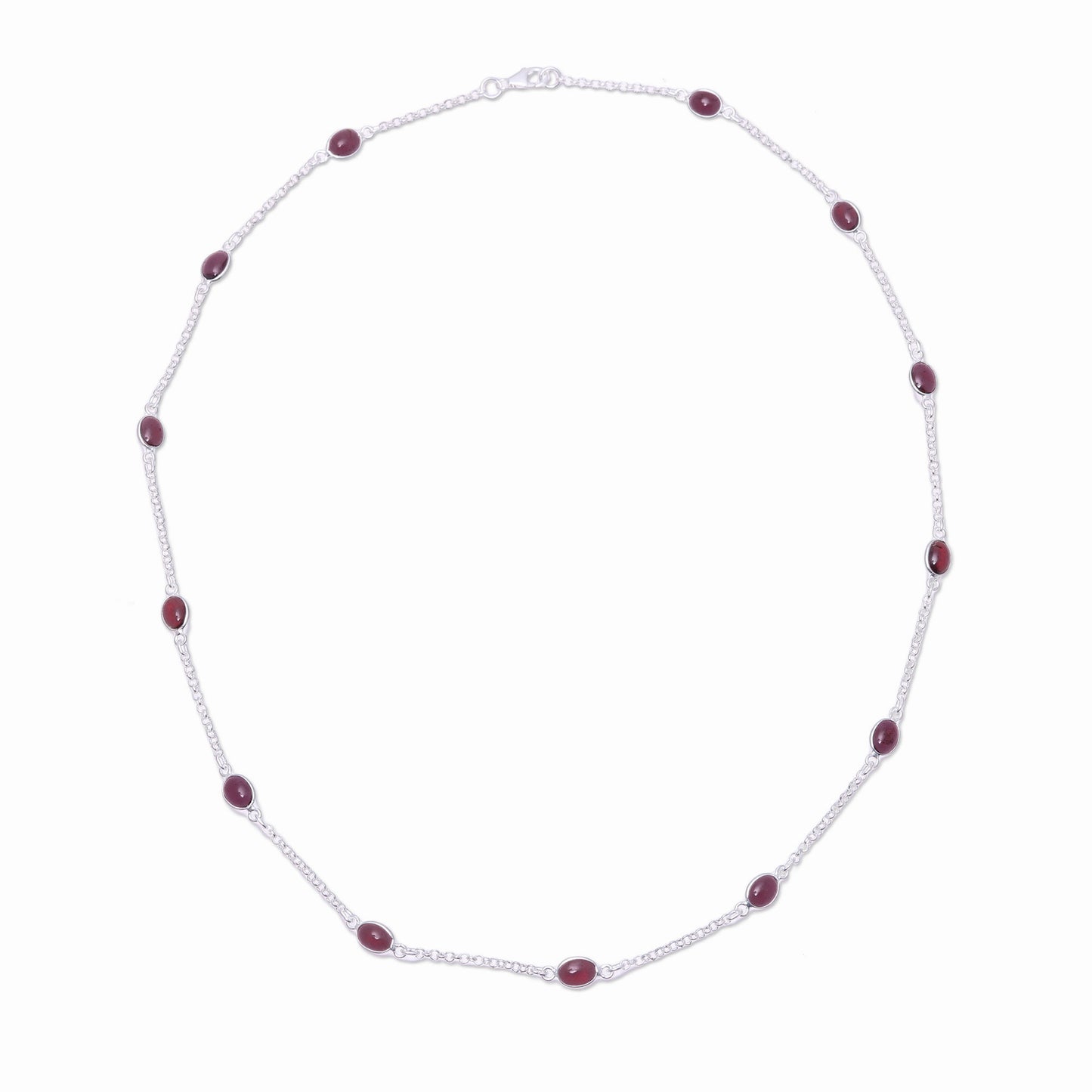 Drifting Blooms Garnet and Sterling Silver Drifting Blooms Station Necklace