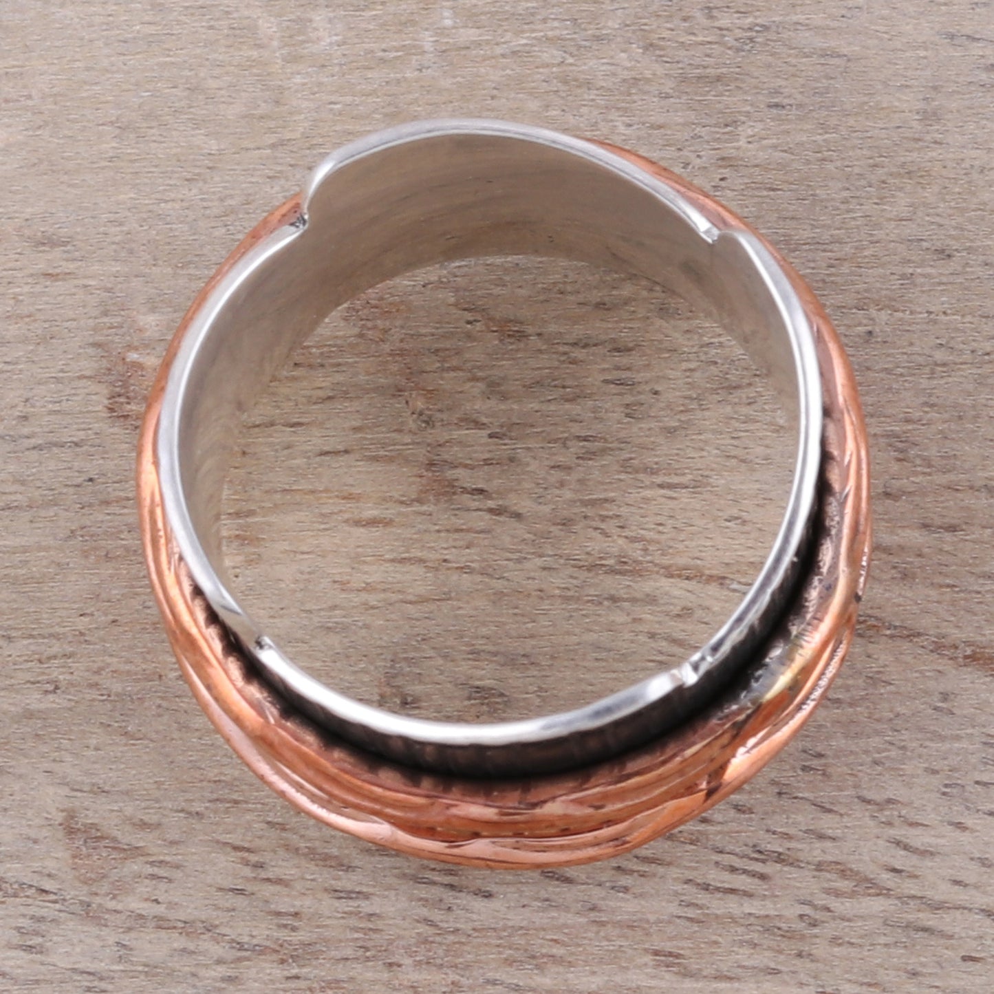 Eclectic Union Sterling Silver Copper and Brass Spinner Meditation Ring