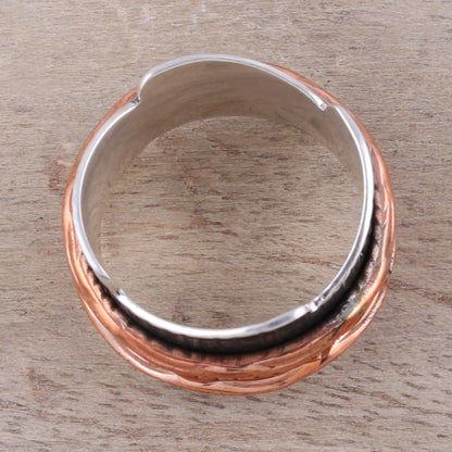 Eclectic Union Sterling Silver Copper and Brass Spinner Meditation Ring