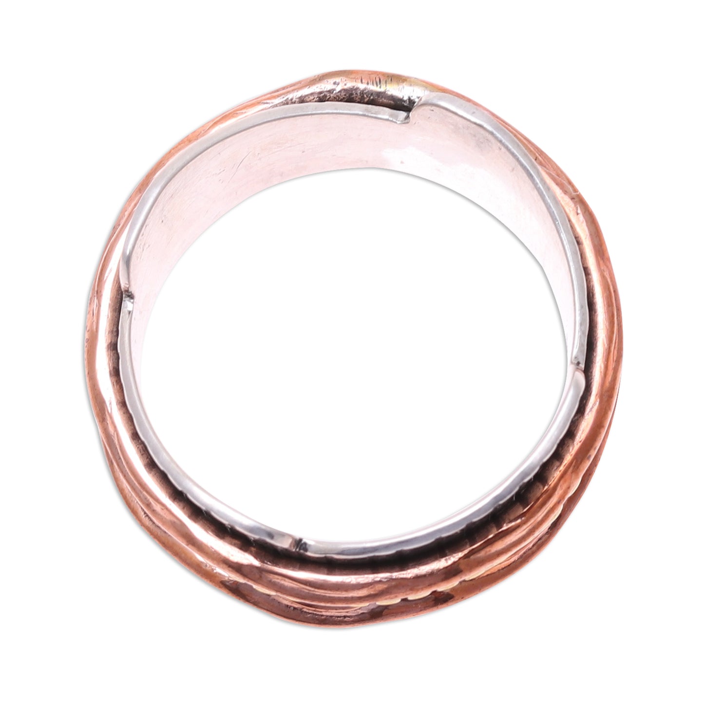 Eclectic Union Sterling Silver Copper and Brass Spinner Meditation Ring