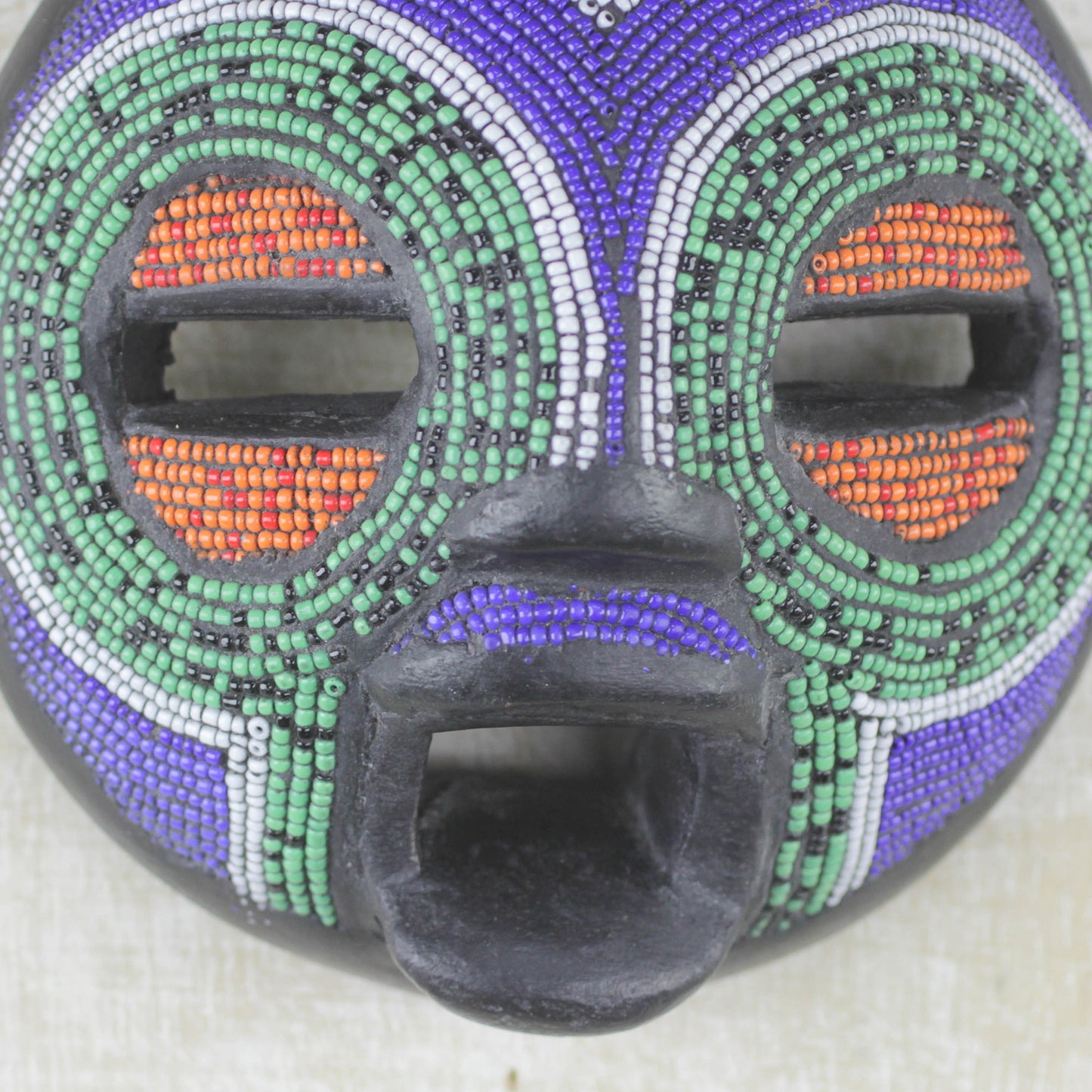 Rainbow Greeting Multi-Colored Recycled Glass Bead and Sese Wood African Mask