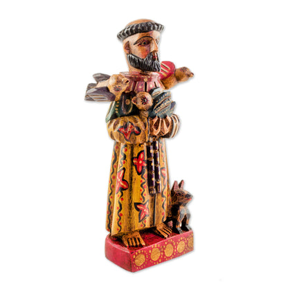 Dedicated Saint Hand Painted Pinewood Saint Francis Statuette