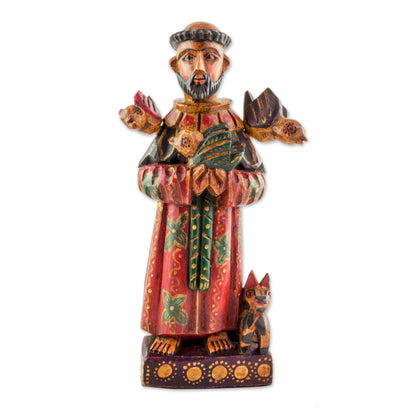 Faithful Saint Hand Painted Pinewood Saint Francis Statuette