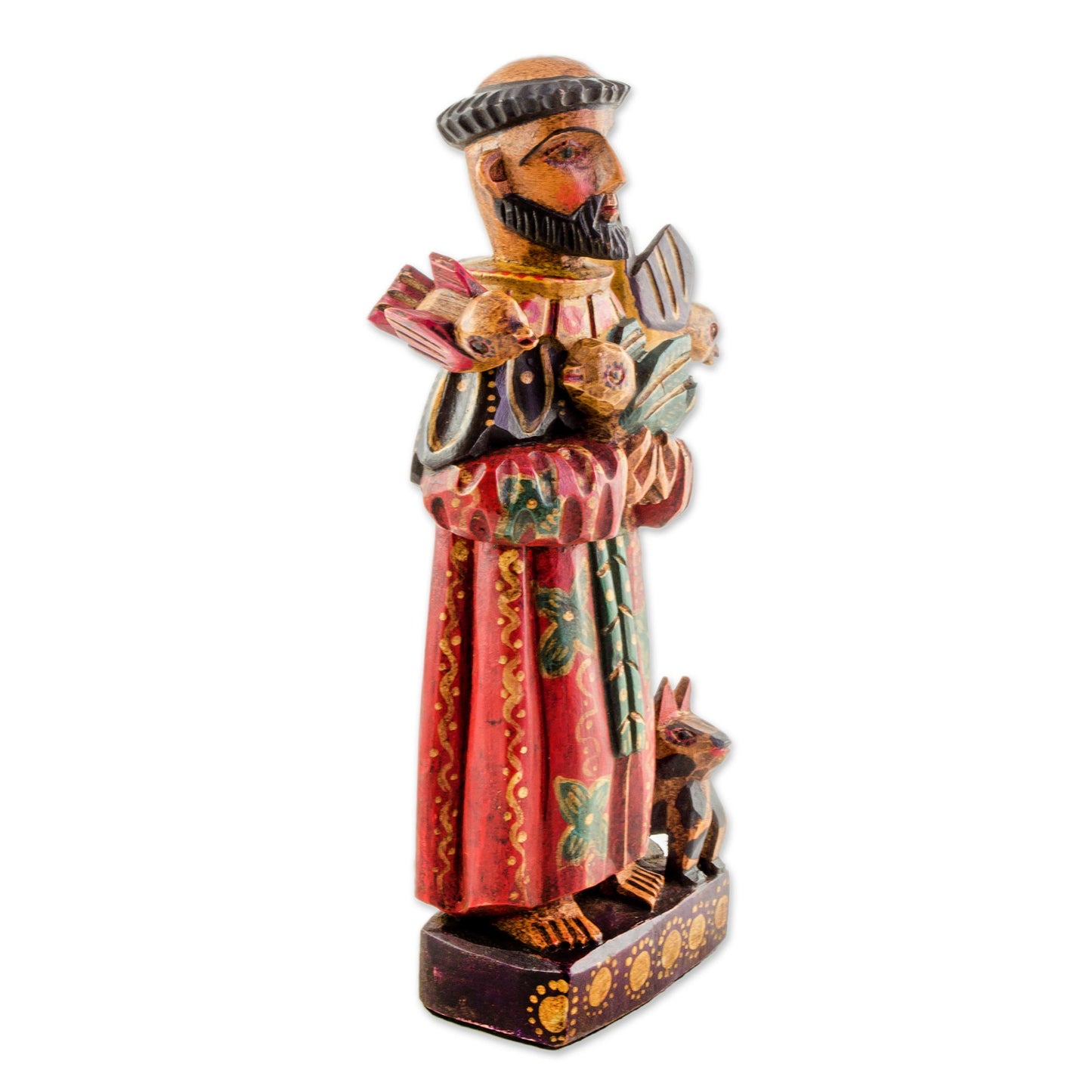 Faithful Saint Hand Painted Pinewood Saint Francis Statuette