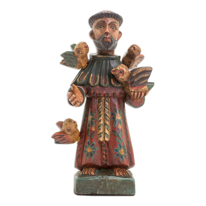 Faithful Servant Hand Painted Pinewood Saint Francis Statuette