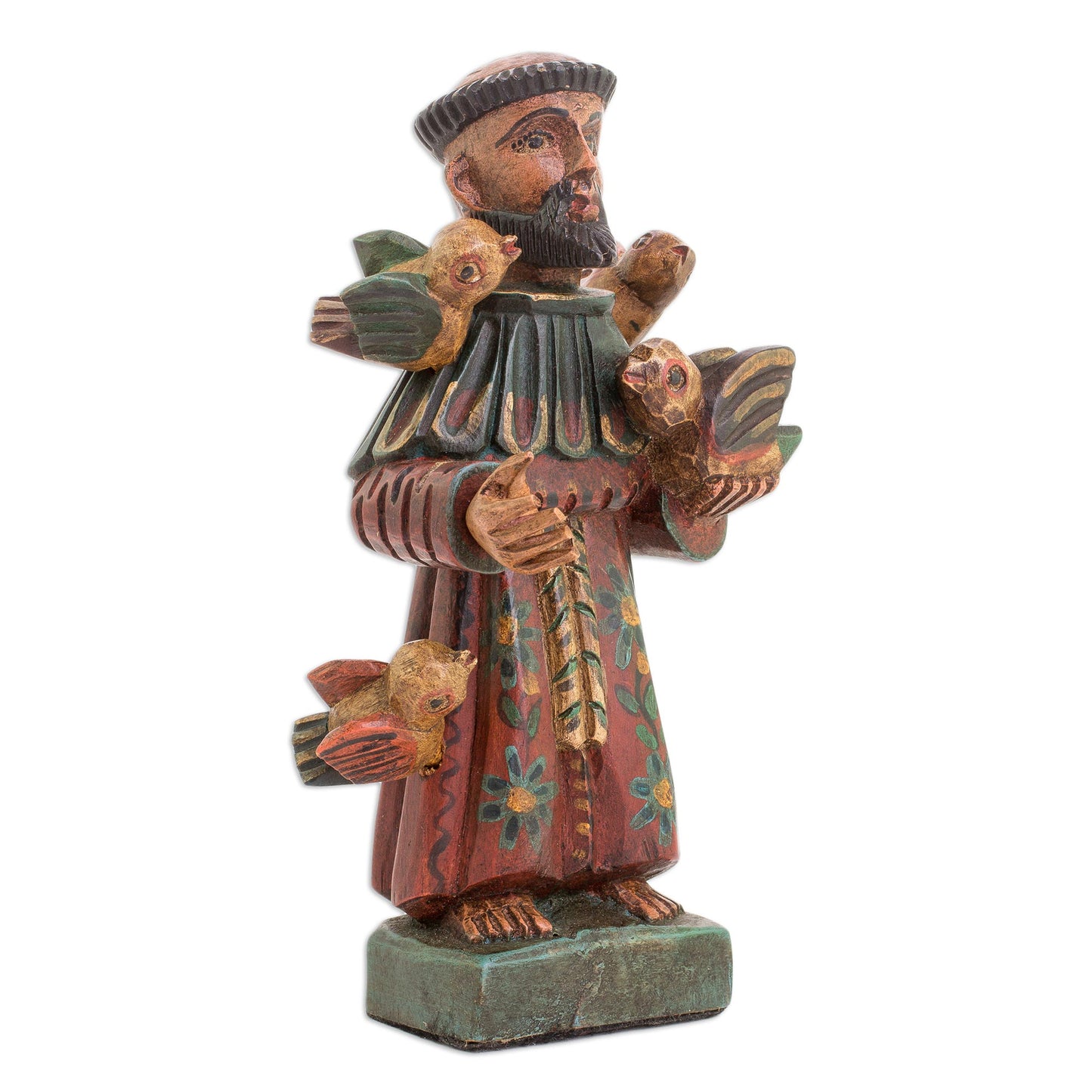 Faithful Servant Hand Painted Pinewood Saint Francis Statuette