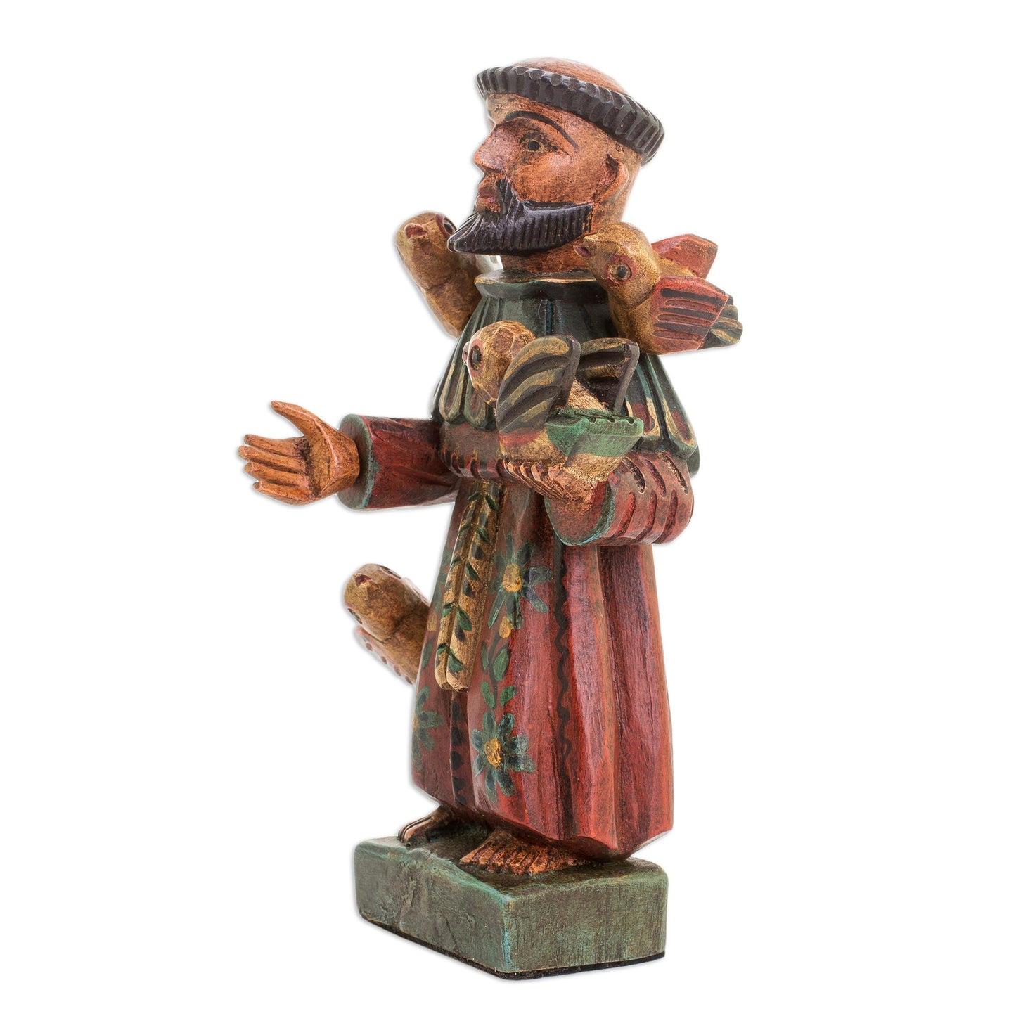 Faithful Servant Hand Painted Pinewood Saint Francis Statuette