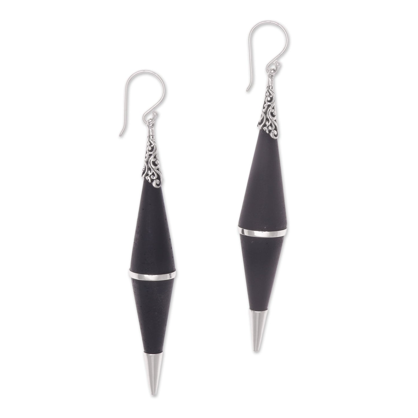 Dark Shards Sterling Silver Dangle Earrings