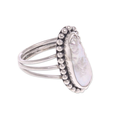 Laut Princess Cultured Pearl Sterling Silver Dot Motif Cocktail Ring