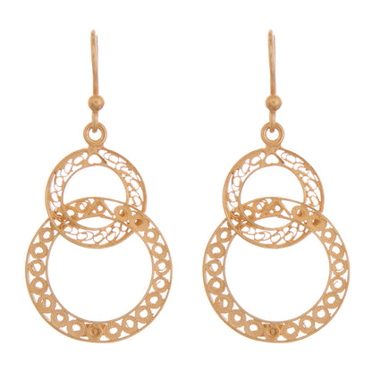 Looped in Gold Gold-Plated Sterling Silver Filigree Circles Dangle Earrings