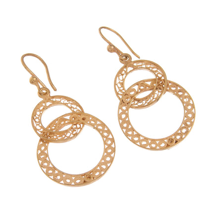 Looped in Gold Gold-Plated Sterling Silver Filigree Circles Dangle Earrings