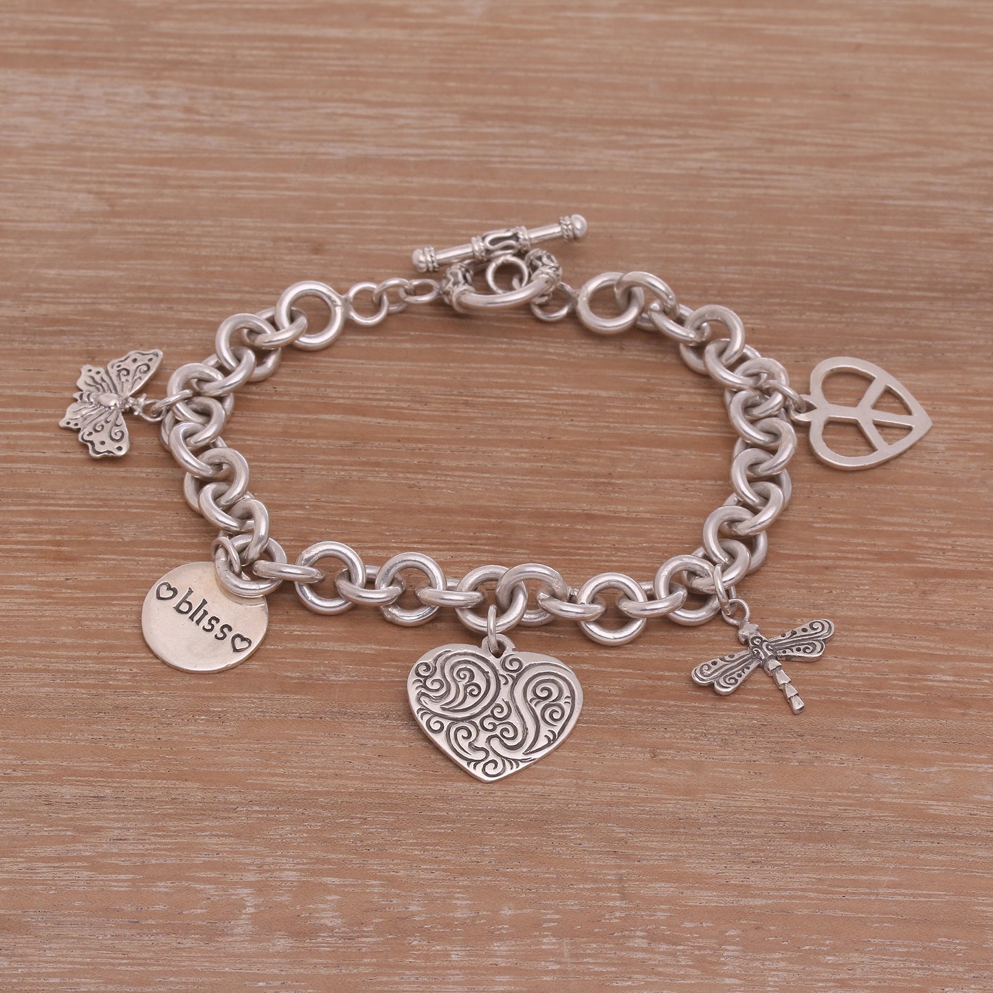 Love and Bliss Sterling Silver Charm Bracelet