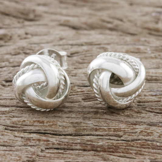 Sweet Knots Knot Motif Sterling Silver Stud Earrings from Thailand