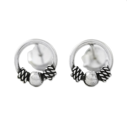 Champion Rope Artisan Crafted Circular Sterling Silver Stud Earrings