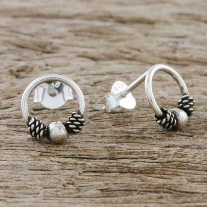 Champion Rope Artisan Crafted Circular Sterling Silver Stud Earrings