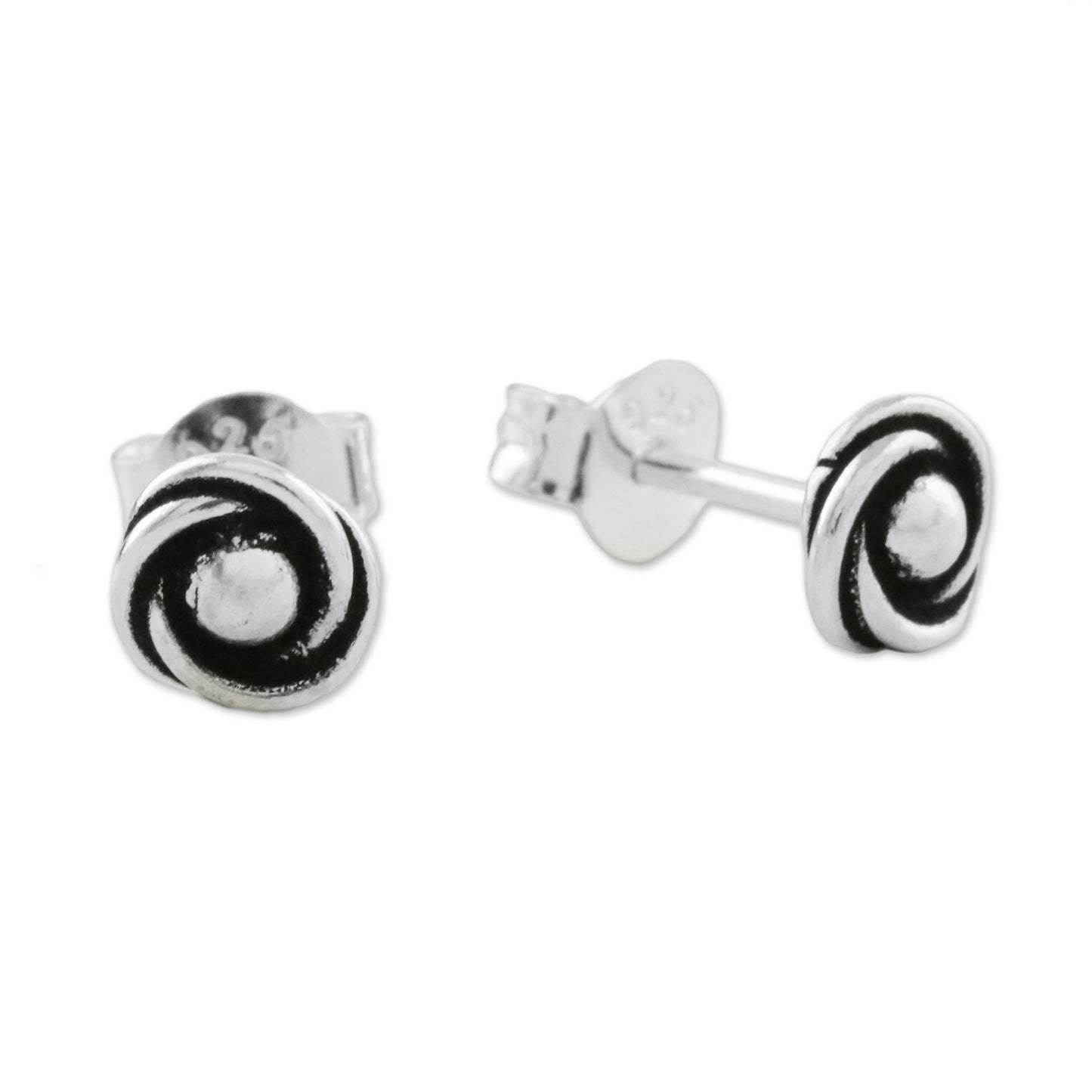 Cyclone Gleam Combination Finish Sterling Silver Stud Earrings