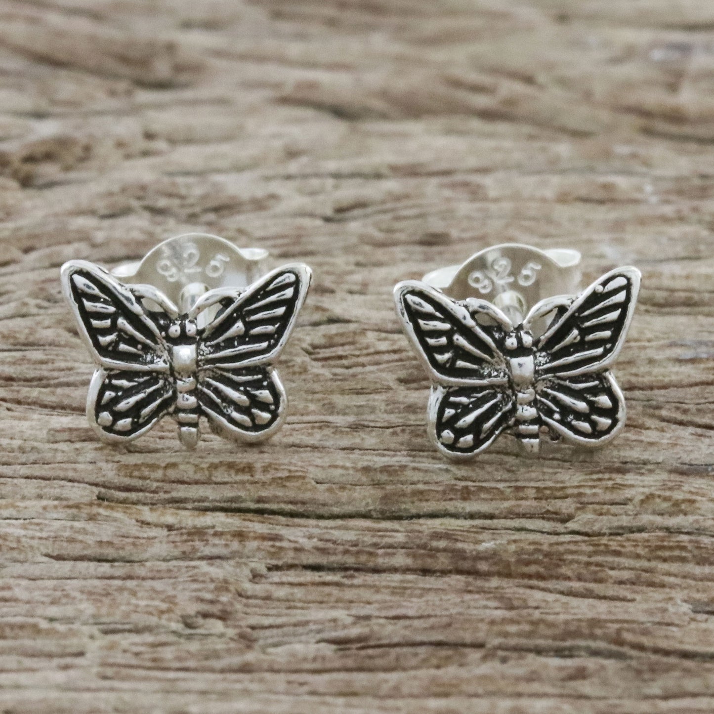 Prophetic Wings Sterling Silver Butterfly Stud Earrings from Thailand