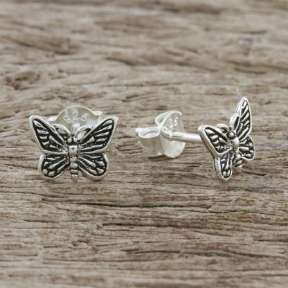 Prophetic Wings Sterling Silver Butterfly Stud Earrings from Thailand