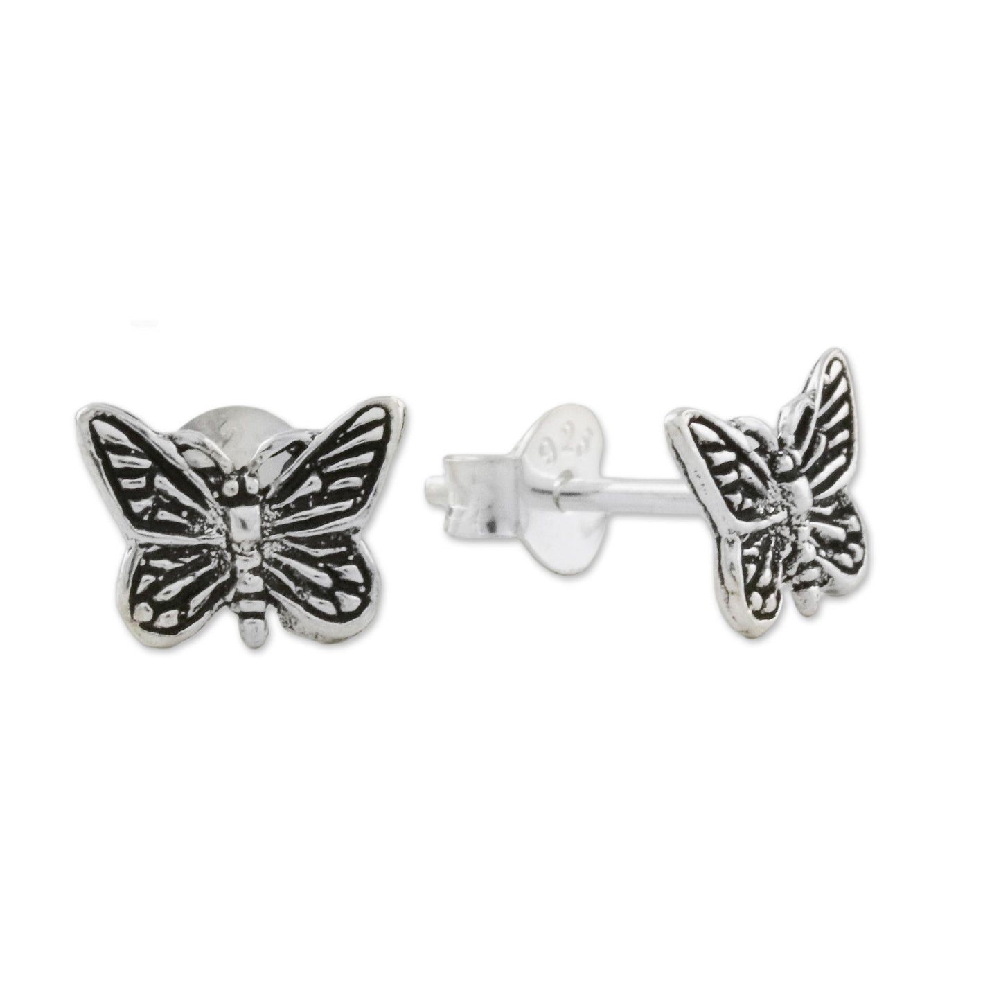 Prophetic Wings Sterling Silver Butterfly Stud Earrings from Thailand