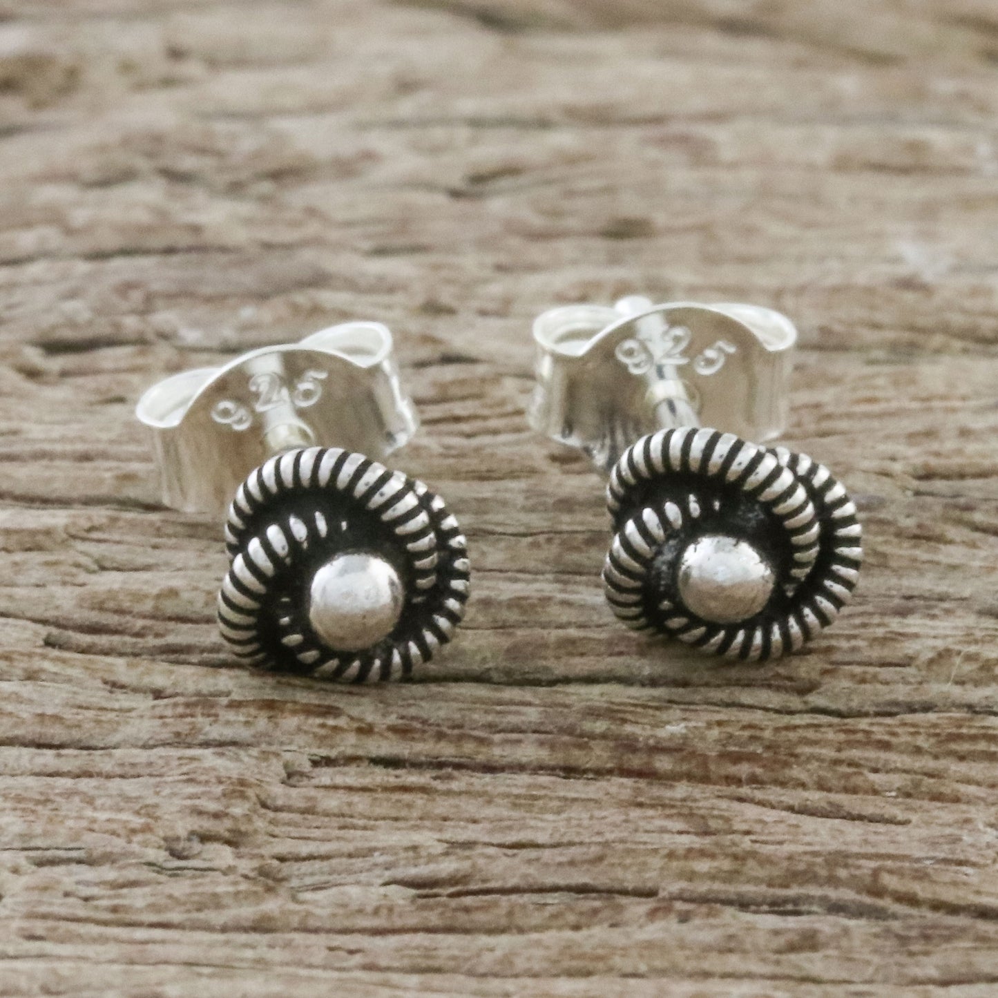 Rope Cyclones Spiral Motif Sterling Silver Stud Earrings from Thailand