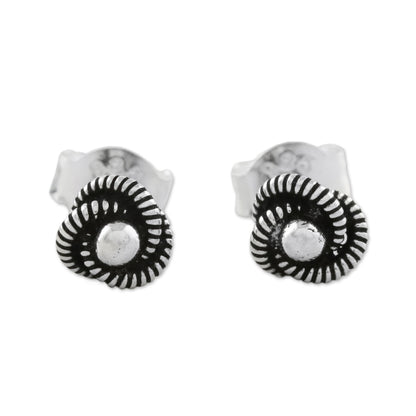 Rope Cyclones Spiral Motif Sterling Silver Stud Earrings from Thailand