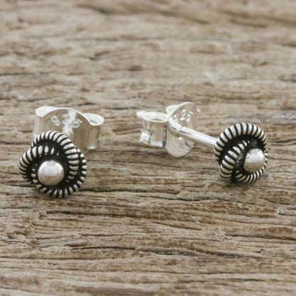 Rope Cyclones Spiral Motif Sterling Silver Stud Earrings from Thailand