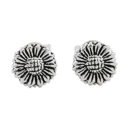 Cute Sunflowers Sterling Silver Sunflower Stud Earrings from Thailand