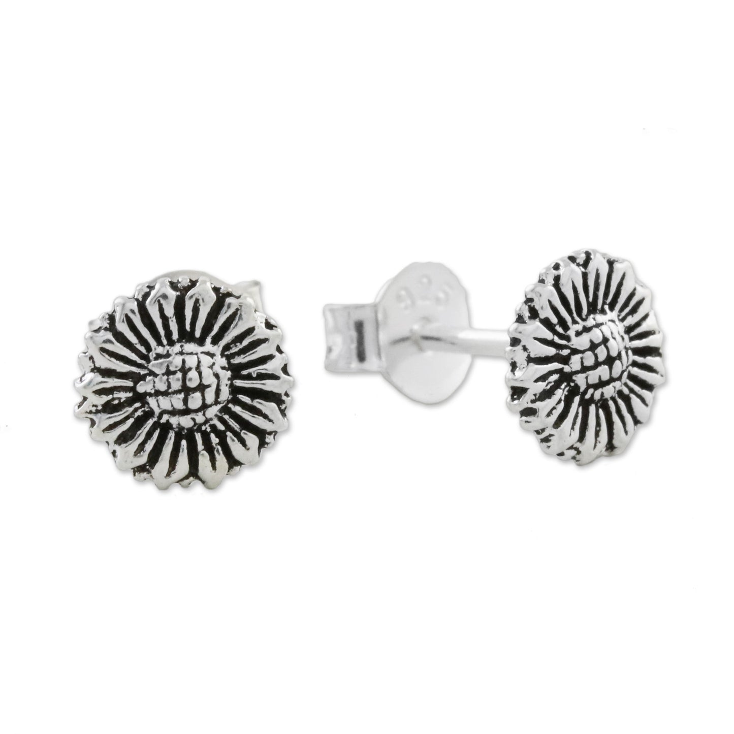 Cute Sunflowers Sterling Silver Sunflower Stud Earrings from Thailand