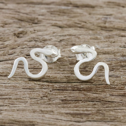 Friendly Serpents Sterling Silver Friendly Serpents Drop Post Earrings