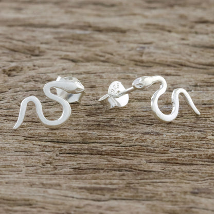 Friendly Serpents Sterling Silver Friendly Serpents Drop Post Earrings