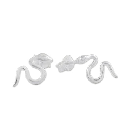 Friendly Serpents Sterling Silver Friendly Serpents Drop Post Earrings