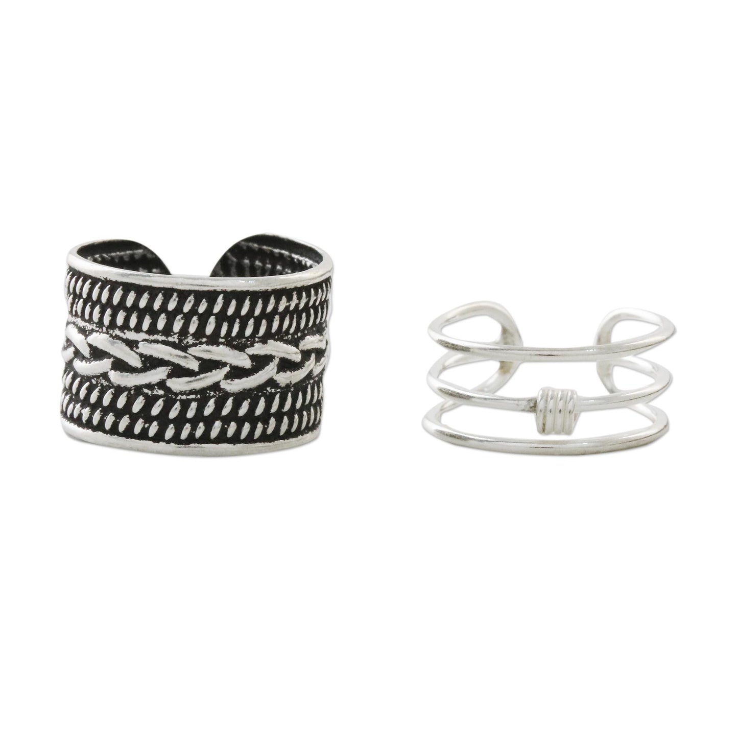 Ties That Bind Braid Motif Sterling Silver Ear Cuffs from Thailand