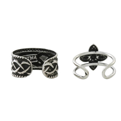 Floral Celt Floral and Celtic Knot Motif Sterling Silver Ear Cuffs