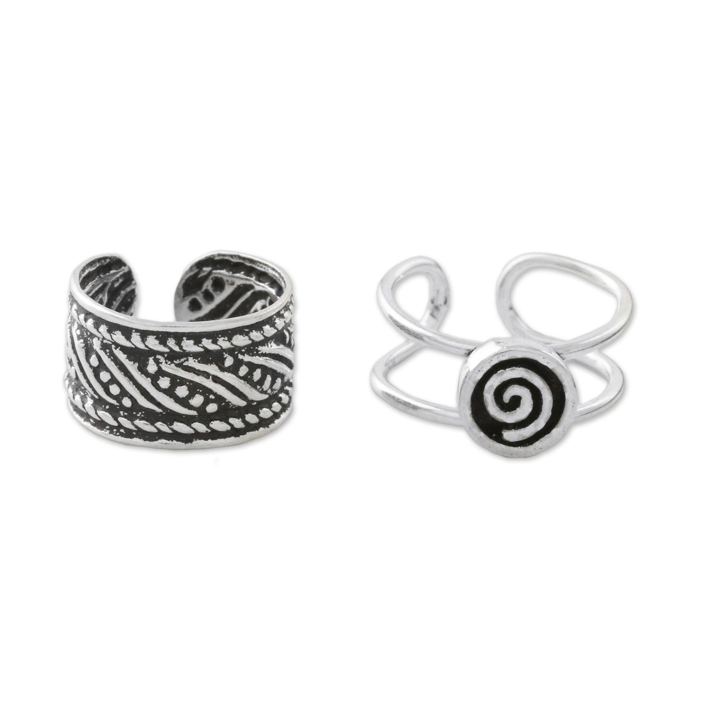 Flow of the Wind Spiral Motif Sterling Silver Ear Cuffs from Thailand