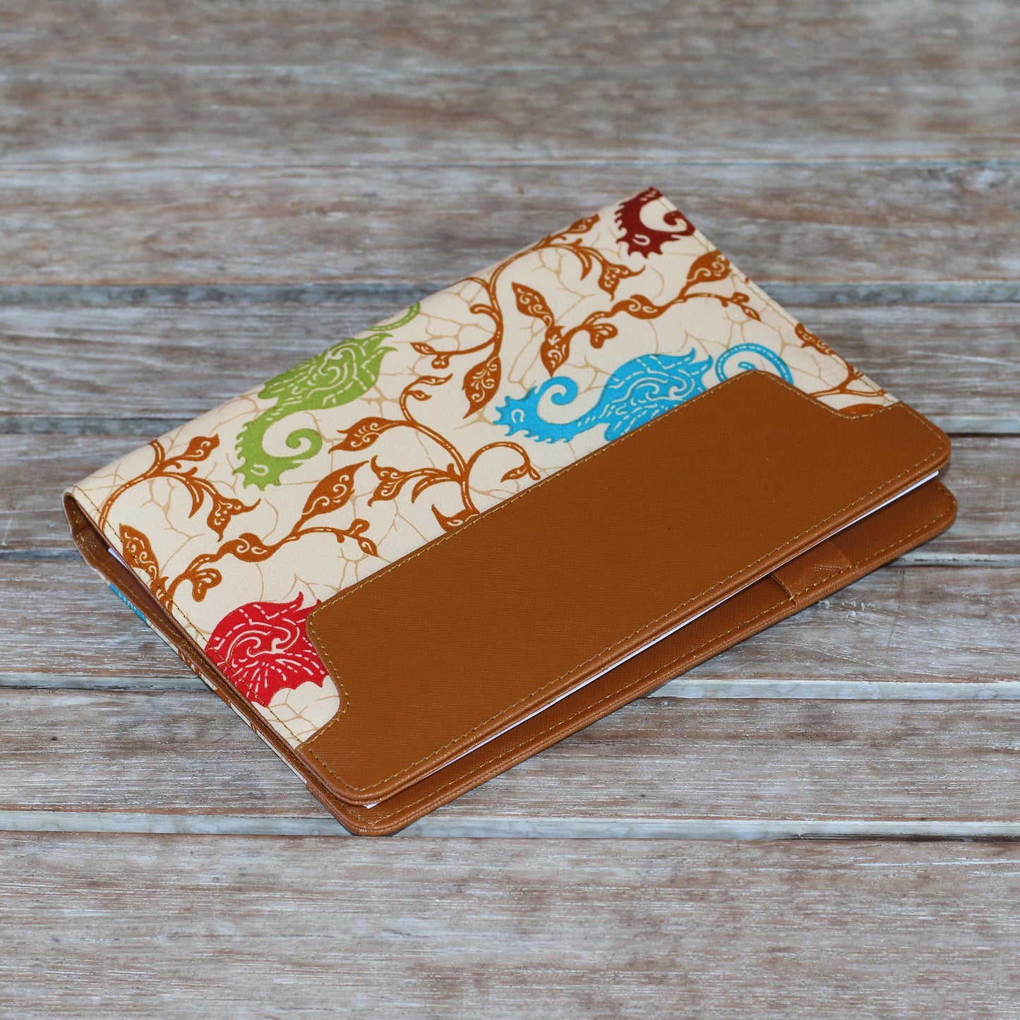 Reef-Side Writer Handmade Faux Leather Planner in Brown from Indonesia