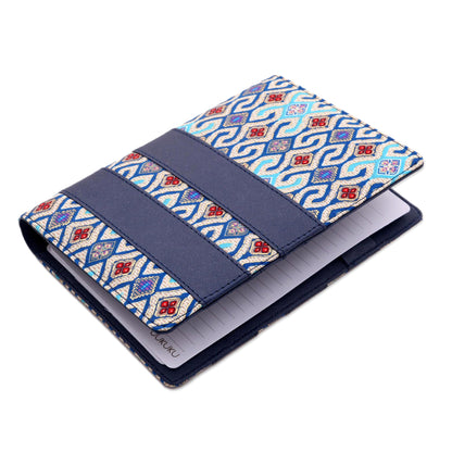 Jakarta Peacock Blue Faux Leather with Cotton Print Fifty-Page Planner