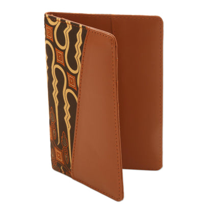 Sharp Traveler Light Brown Faux Leather Passport Holder with Cotton Print