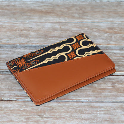 Sharp Traveler Light Brown Faux Leather Passport Holder with Cotton Print