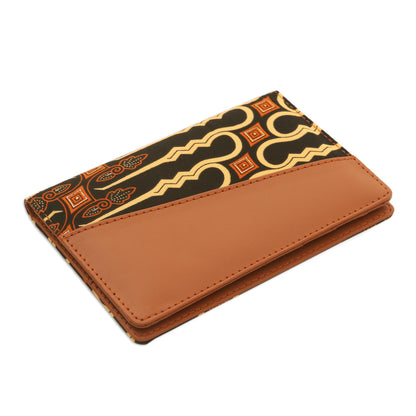 Sharp Traveler Light Brown Faux Leather Passport Holder with Cotton Print