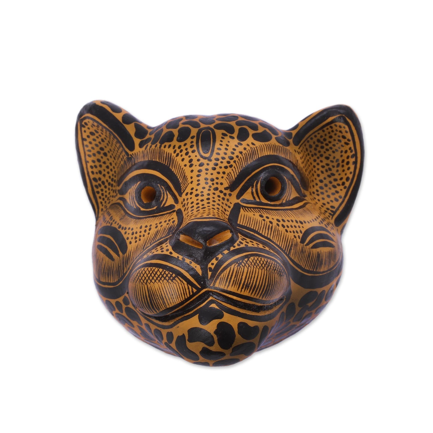 Spying Jaguar Hand Carved Ceramic Mask