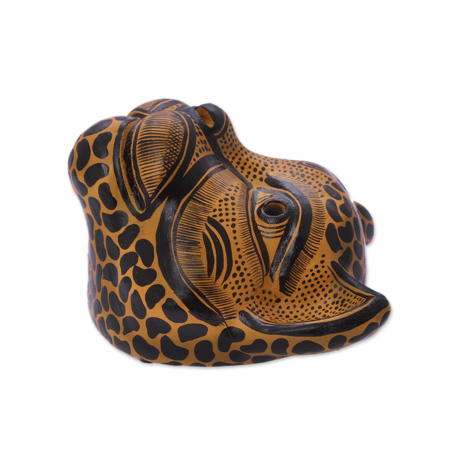 Spying Jaguar Hand Carved Ceramic Mask