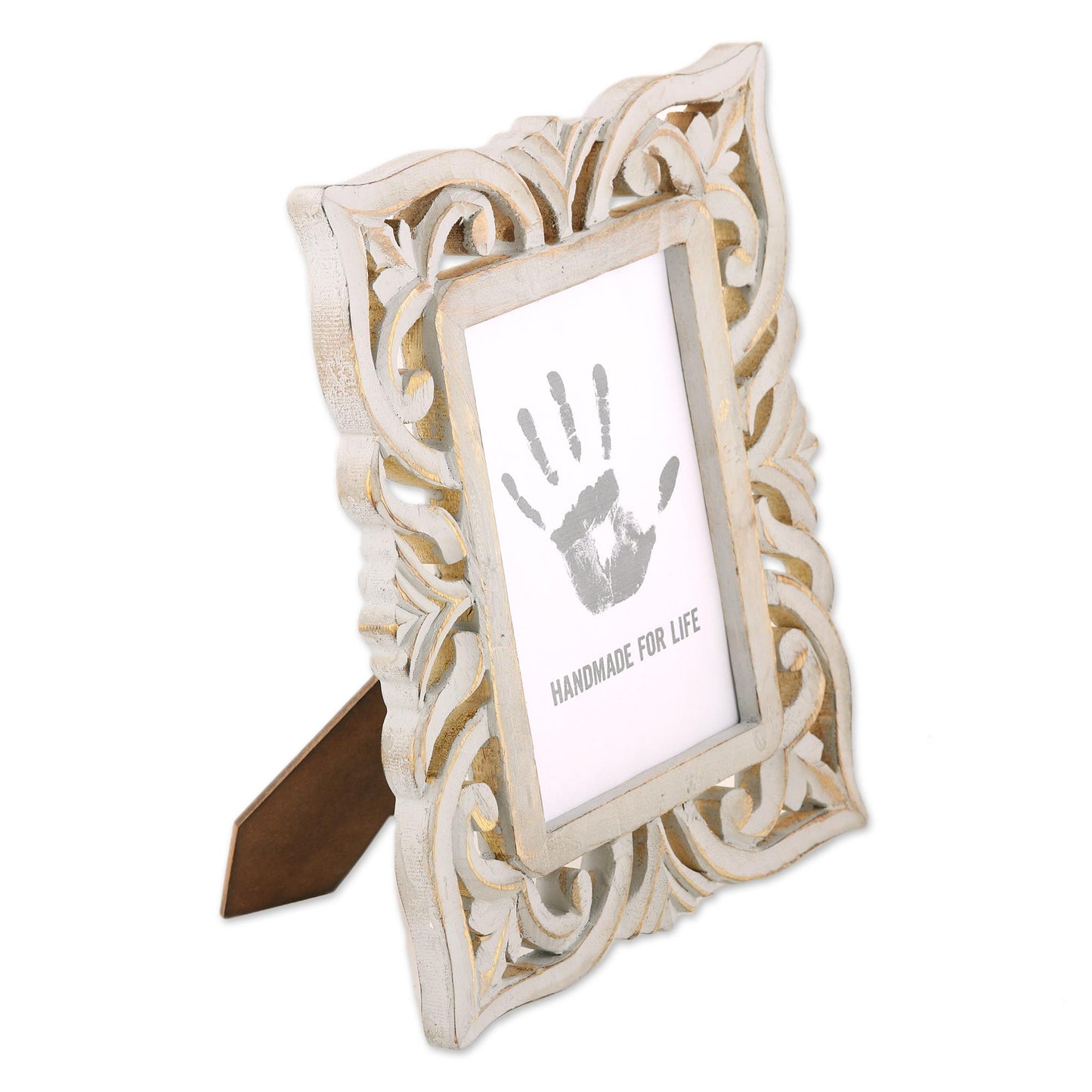 Leafy Garden Grey Hand-Carved Mughal Garden 5x7 Mango Wood Photo Frame