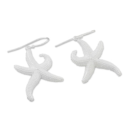 Dancing Starfish Sterling Silver Starfish Dangle Earrings from Thailand