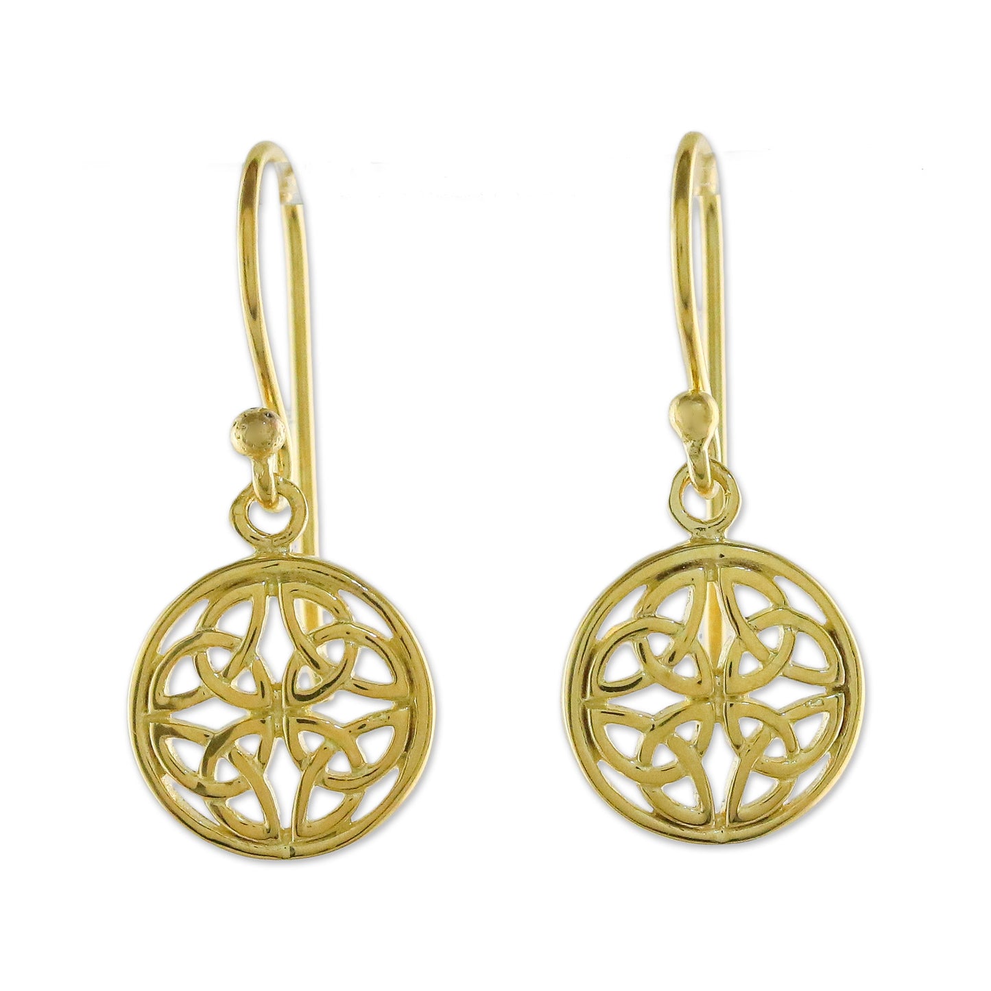 Interconnected in Gold Gold Plated Sterling Silver Labyrinth Circle Dangle Earrings