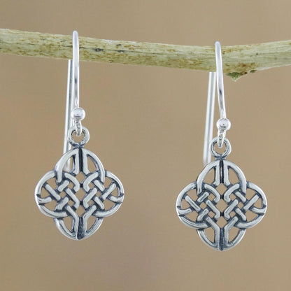 Celtic Style Celtic Knot Sterling Silver Dangle Earrings from Thailand