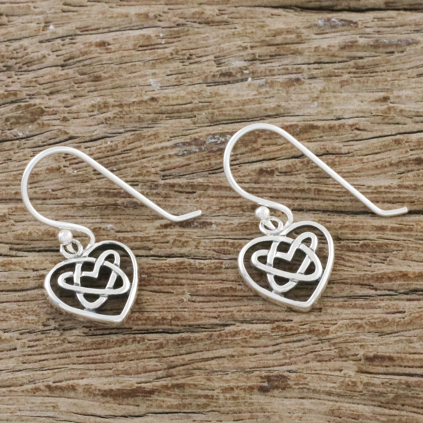 Knotted Hearts Sterling Silver Celtic Knot Heart Earrings from Thailand