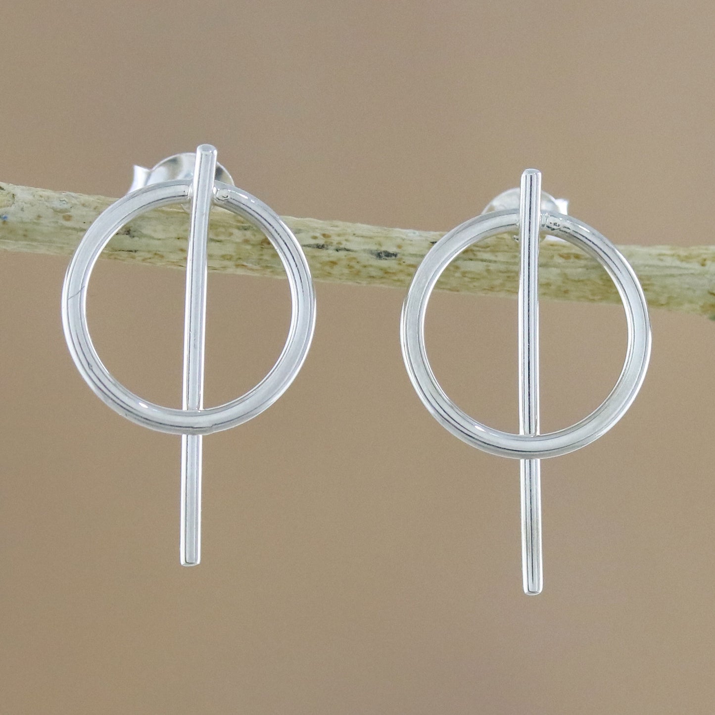 Modern Glyphs Geometric Sterling Silver Drop Earrings from Thailand