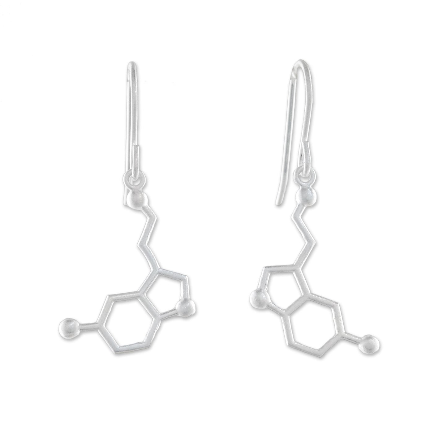 Serotonin Sterling Silver Modern Double Hexagon Dangle Earrings