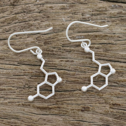 Serotonin Sterling Silver Modern Double Hexagon Dangle Earrings